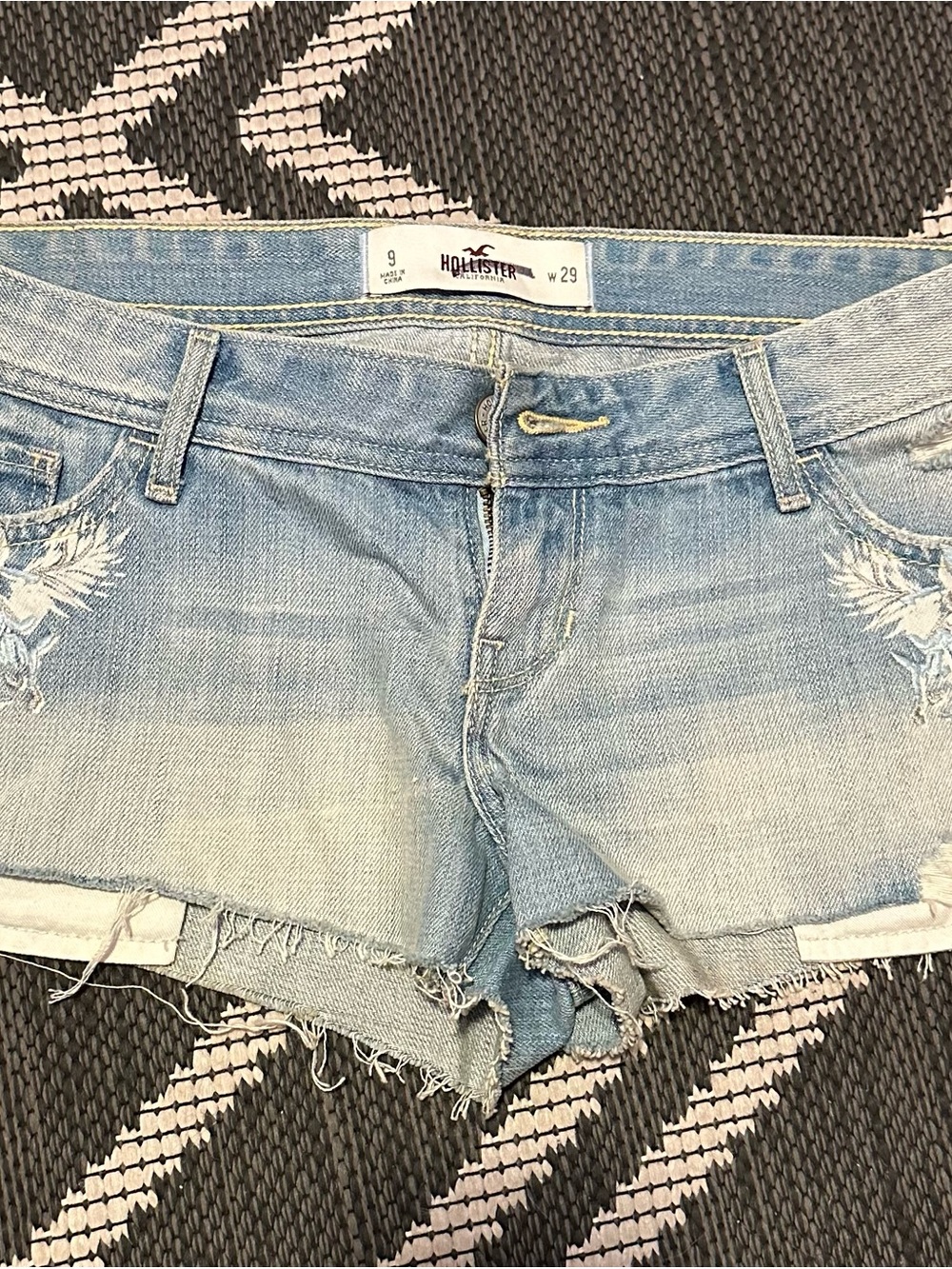 Hollister Faded Light Blue Denim Cutoff Shorts